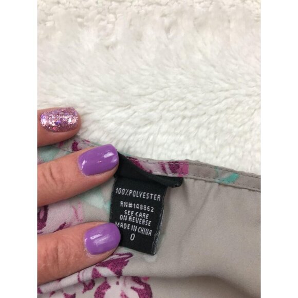 Torrid Floral Chiffon Blouse 0 0X Gray Purple Ruffle Shirt - Picture 4 of 6